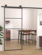 vidaXL Плъзгаща врата алуминий и ESG стъкло 90x205 см черна