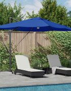 vidaXL Плажен чадър 351 x 250 x 253 см Полиестер и алуминий Азурно син