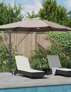 vidaXL Плажен чадър 351 x 250 x 253 см Полиестер и алуминий Таупе
