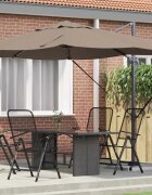 vidaXL Плажен чадър 351 x 250 x 260 см Полиестер и алуминий Таупе