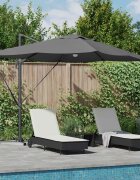 vidaXL Плажен чадър Антрацит 351 x 250 x 253 см Полиестер и алуминий