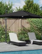 vidaXL Плажен чадър Черно 351 x 250 x 253 см Полиестер и алуминий