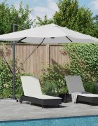 vidaXL Плажен чадър Пясък 351 x 250 x 253 см Полиестер и алуминий
