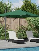 vidaXL Плажен чадър Зелен 351 x 250 x 253 см Полиестер и алуминий
