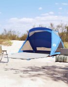 vidaXL Плажна палатка за 2 души лазурносиня водоустойчива