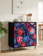 vidaXL Плика HEESCH Цветен блоков печат 66 x 365 x 76 см Черен дъб