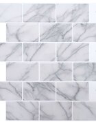 vidaXL Плочка метро 50 бр. Бял мрамор 30 x 30 cm Полиуретан и PET