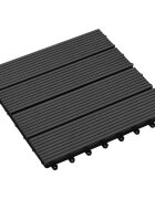 vidaXL Плочка за decking 11 бр. Черно 30 x 30 cm WPC