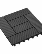 vidaXL Плочка за decking 11 бр. Черно 30 x 30 cm WPC