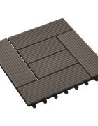 vidaXL Плочка за decking 11 бр. Тъмен кафяв 30 x 30 cm WPC