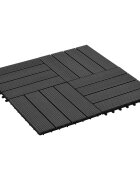 vidaXL Плочка за decking 22 бр. Черно 30 x 30 cm WPC