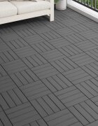 vidaXL Плочка за decking 3D дизайн 11 бр. Черно 30 x 30 cm WPC
