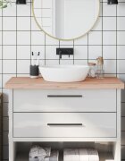 vidaXL Плот за баня 100x60x4 см масивно дърво бук