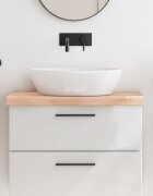 vidaXL Плот за баня 80x40x(2-6) см необработено масивно дърво