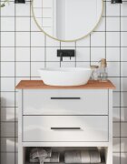 vidaXL Плот за баня 80x40x15 см масивно дърво бук