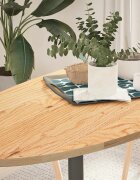 vidaXL Плот за маса 140x60x2 см дъбово дърво масив овална
