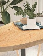 vidaXL Плот за маса 140x60x4 см дъбово дърво масив овална