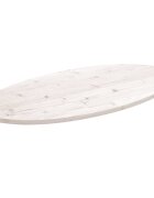 vidaXL Плот за маса бял 100x50x25 см бор масив овален