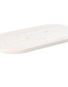 vidaXL Плот за маса бял 60x30x25 см бор масив овален
