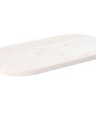vidaXL Плот за маса бял 80x40x25 см бор масив овален