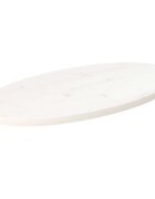 vidaXL Плот за маса бял 80x40x25 см бор масив овален