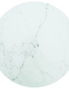 vidaXL Плот за маса бял Ø70x08 см закалено стъкло с мраморен дизайн