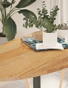vidaXL Плот за маса светлокафяв 140x60x2 см дъб масив овална