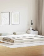 vidaXL Подматрачно легло Бяло 200 x 220 cm Солидно борово дърво