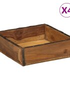 vidaXL Поднос 4 бр. Кафяво 29 x 31 x 10 см Солидно възстановено дърво