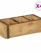 vidaXL Поднос 4 бр. Кафяво 30 x 14 x 9 см Солидно възстановено дърво