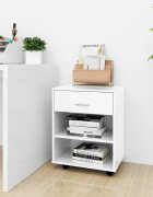 vidaXL Подвижен шкаф бял гланц 46x36x59 см инженерно дърво