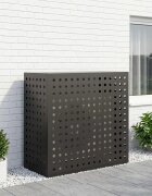 vidaXL Покритие за климатик Черно 110 x 50 x 105 cm Стомана