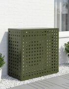 vidaXL Покритие за климатик Маслиненозелено 110 x 50 x 105 cm Стомана