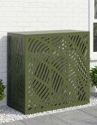 vidaXL Покритие за климатик Маслиненозелено 110 x 50 x 105 cm Стомана