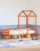 vidaXL Покрив за детско легло восъчнокафяв 118x70x1765 см бор масив