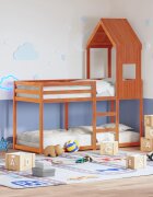 vidaXL Покрив за детско легло восъчнокафяв 55x99x1395 см бор масив