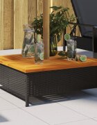 vidaXL Покривало стойка за чадър черно 70x70x25 см полиратан и акация