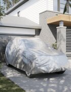 vidaXL Покривало за кола за седан с каишки цяло сребрист XL PEVA