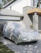 vidaXL Покривало за кола за SUV с каишки цяло сребрист M PEVA