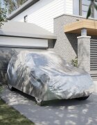 vidaXL Покривало за кола за SUV с каишки цяло сребрист XL