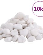 vidaXL Полирани камъчета 10 кг бели 2-5 см