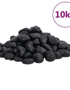 vidaXL Полирани камъчета 10 кг черни 2-5 см