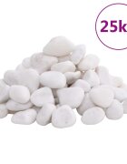 vidaXL Полирани камъчета 25 кг бели 2-5 см