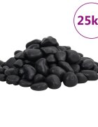vidaXL Полирани камъчета 25 кг черни 2-5 см