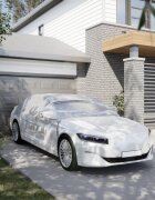 vidaXL Половин покривало за кола с кукички сребристо L PEVA