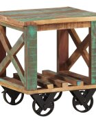 vidaXL Помощна маса с колелца 40x40x42 см масивно регенерирано дърво