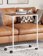 vidaXL Помощна маса с колелца бяла 55x35x70 см инженерно дърво