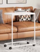 vidaXL Помощна маса с колелца бяла 55x35x70 см инженерно дърво