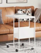 vidaXL Помощна маса с колелца бяла 55x36x635 см инженерно дърво