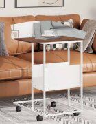 vidaXL Помощна маса с колелца бяла 55x36x635 см инженерно дърво